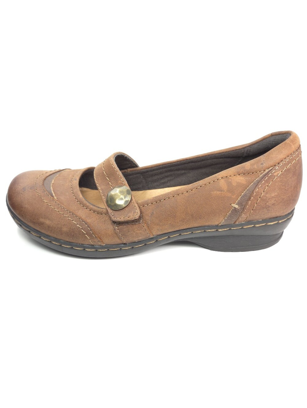 Clarks Artisan Mary Jane Tan Leather Slip In Shoes Sz 7